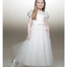 A-line Round-Neck Tea-Length Organza Flower Girl Dress 2010 style(FGD0089)