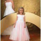 A-line Bateau Tea-length Tulle Satin Flower girls Dress 2010 style(FGD0060)