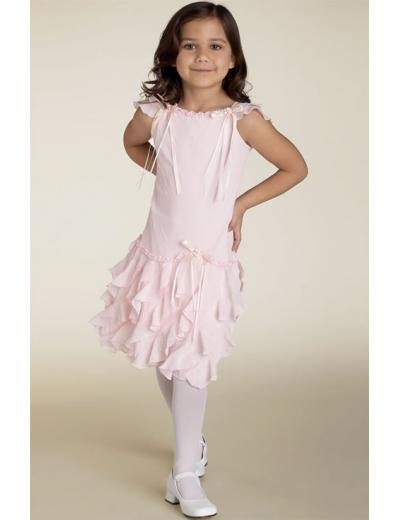 A-line Round-Neck Tea-Length Chiffon Flower Girl Dress 2010 style(FGD0107)