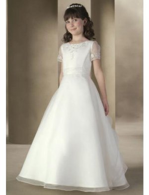 A-Line Round-neck Floor- Length Organza Flower girls Dress 2010 Style(FGD0008)