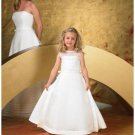 A-line jewer Floor Length Satin Flower girls Dress 2010 style(FGD0057)
