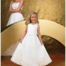 A-line V-neck Floor Length Satin Flower girls Dress 2010 style(FGD0056)