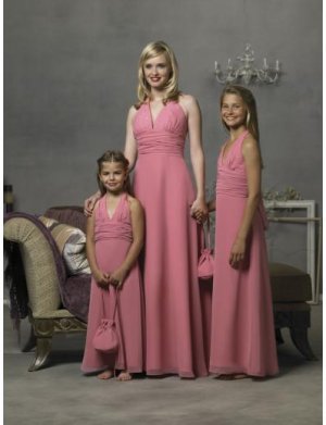 Empire Halter Top Floor Length Chiffon Bridesmaid Dresses for brides new style(BD0295)