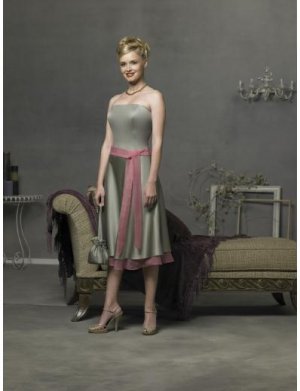 A-Line/Princess Strapless knee-length Satin Bridesmaid Dresses for brides new style(BD0292)