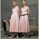 Empire Scoop Tea-length Satin Bridesmaid Dresses for brides new style(BD0285)