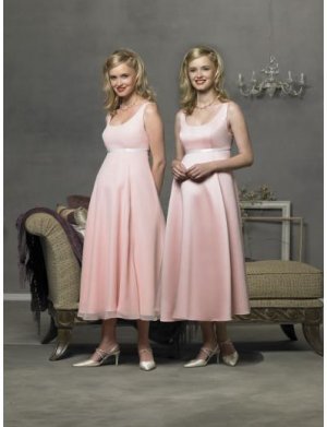 Empire Scoop Tea-length Satin Bridesmaid Dresses for brides new style(BD0285)