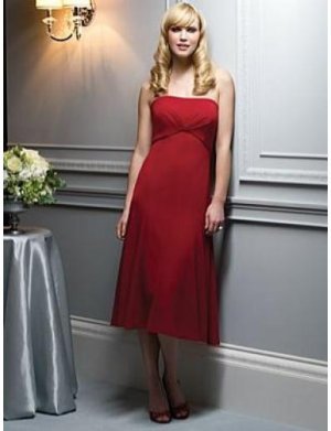 A-Line/Princess Strapless Tea-length Satin Bridesmaid dress for brides new Style(BMD0057)