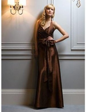 A-Line/Princess Halter Top Floor-Length Satin Bridesmaid dress for brides new Style(BMD0048)