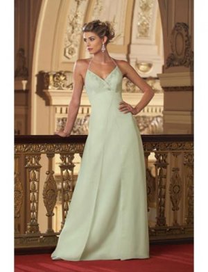 A-Line/Princess Halter Top Floor-Length Satin Bridesmaid dress for brides new Style(BMD0008)