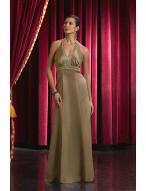 A-Line/Princess Halter Top Floor-Length Satin Bridesmaid dress for brides new Style(BD0052)