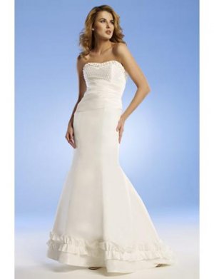 Mermaid Strapless Chapel Train Satin wedding dress for brides new Style(WED0053)