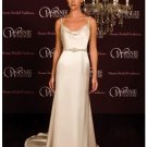 A-Line/Princess spaghetti straps Chapel Train Satin wedding dress (SEW0024)
