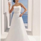 A-Line/Princess Strapless Chapel Train Satin wedding dress (SEW0032)