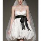 A-Line/Princess Strapless Knee-length Taffeta wedding dress (SEW0027)