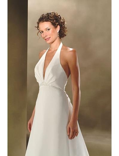 A-Line/Princess Halter Top Chapel Train Satin wedding dress (SEW0018)