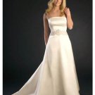 A-Line/Princess Strapless Chapel train Satin wedding dress (SEW0705)