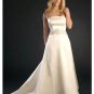A-Line/Princess Strapless Chapel train Satin wedding dress (SEW0705)