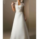 A-Line/Princess high-neck Chapel Train Satin wedding dress (SEW1671)