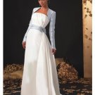 A-Line/Princess Strapless Chapel Train Stain wedding dress (SEW1591)