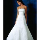 A-Line/Princess Strapless Chapel train Satin wedding dress(SEW0825)