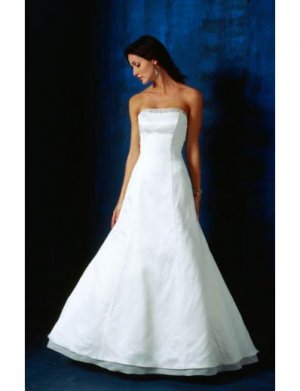 A-Line/Princess Strapless Chapel train Satin wedding dress(SEW0825)