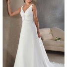 A-Line/Princess V-neck Chapel train Chiffon wedding dress (BST1054)