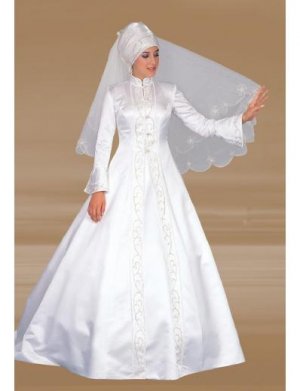 New sexy Prom/Ball/Evening Islamic Wedding Dress(MSL004) Custom Size  voile&satin