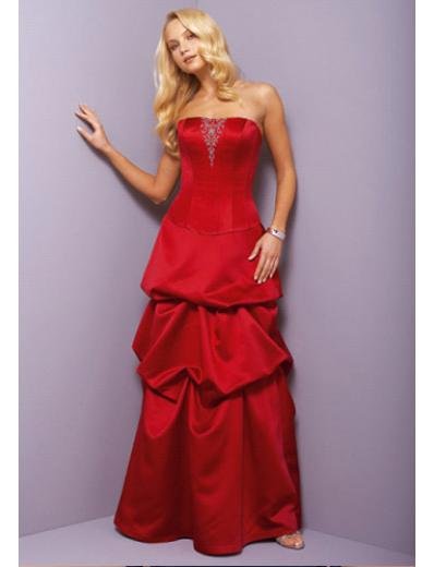 A-Line Strapless Floor Length Satin Prom Dress(PDS0065)