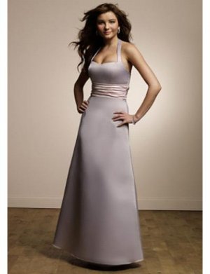 A-Line Halter top Tea-length Satin Prom Dress(PDS0085) for Women's Clothing
