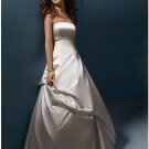 A-Line/Princess Strapless Chapel Train Satin wedding dress (WS0028)  for brides new style