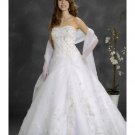 A-Line/Princess Strapless Cathedral Train Organza wedding dress (WD9025)