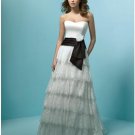 A-Line/Princess Strapless Chapel Train Satin Lace wedding dress (WS0037)