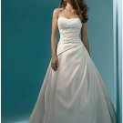A-Line/Princess Strapless Chapel Train Satin wedding dress (WS0036)
