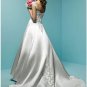 A-Line/Princess Square Chapel Train Satin wedding dress (WS0040)