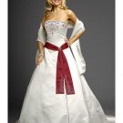 A-Line/Princess Strapless Chapel Train Satin wedding dress (WD9608)