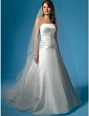 A-Line/Princess Strapless Chapel Train Satin wedding dress (WS0013)