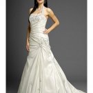A-Line/Princess Halter top Chapel Train Taffeta wedding dress (WD9650)