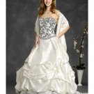 A-Line/Princess Strapless Chapel Train Satin Lace wedding dress (WD6414)