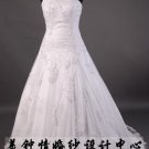 A-Line/Princess Strapless Chapel Train Satin wedding dress (LF0056)