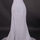 A-Line/Princess Sleeveless Sweetheart Chapel Train Satin wedding dress (LF0067)