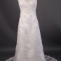 A-Line/Princess V-neck Capped Chapel Train Satin wedding dress (LF0070)