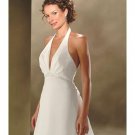 A-Line/Princess Halter Top Chapel Train Satin wedding dress (SEW0018)