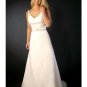 A-Line/Princess V-neck Chapel train Satin wedding dress (SEW0708)