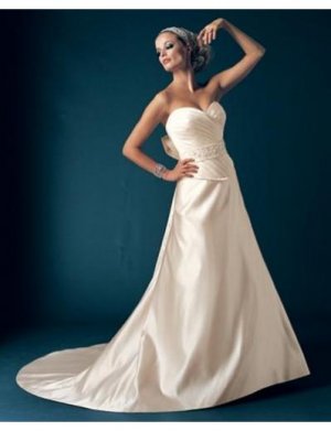A-Line/Princess Sweetheart Chapel Train Satin wedding dress for brides new Style(WDA1687)