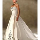 A-Line/Princess Strapless Chapel Train Satin wedding dress for brides new style(WDA0014)
