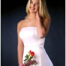 A-Line/Princess Strapless Chapel train Satin wedding dress (SEW0704)