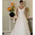 A-line/Princess V-neck Chapel Train Satin wedding dress for brides new style(WDA0133)
