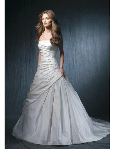 A-Line/Princess Strapless Chapel Train Taffeta wedding dress for brides new style(WDA1773)