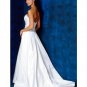 A-Line/Princess Strapless Chapel train Satin wedding dress (SEW0709)