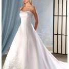 A-Line/Princess spaghetti straps Chapel train Satin wedding dress for brides new Style(WDA0058)